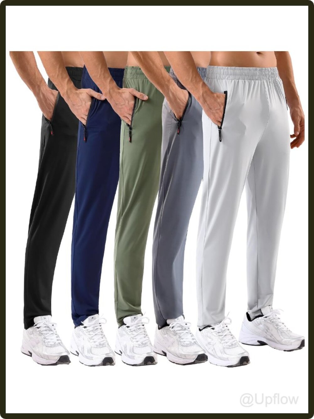Men's 5 Pack Sweatpants Zipper Pockets 4-Way Stretch Lightweight Athletic Pants
